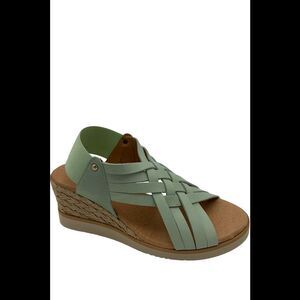 Pinaz Suede Leather Slide Espadrilles Mint - Medium